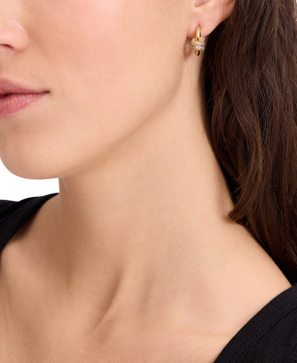 Shop Kate Spade Small Pave Knot Hoop Earrings, 0.62"