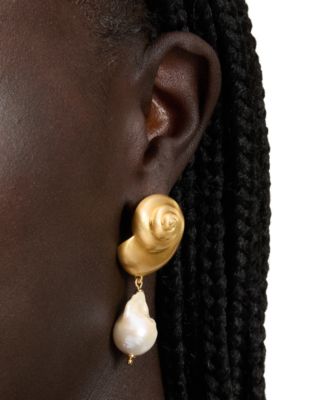 Shell & Freshwater Pearl Drop Earrings 