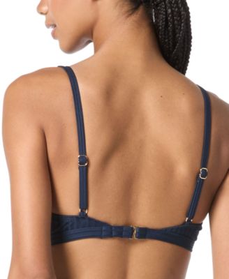Women's Ribbed Hardware V-Neck Bikini Top