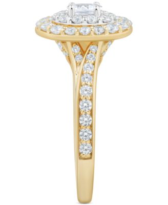 Diamond Oval Double Halo Engagement Ring (1 ct. t.w.) in 14k Two-Tone Gold