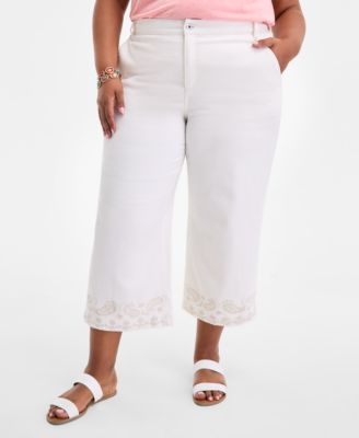 Plus Size High-Rise Wide-Leg Crop Jeans, Exclusively at Macy's 