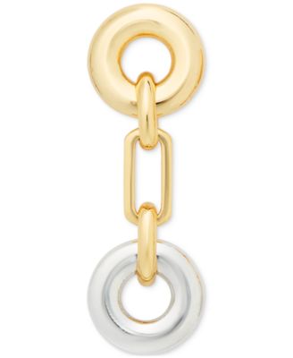 Two-Tone Interlock Linear Drop Earrings