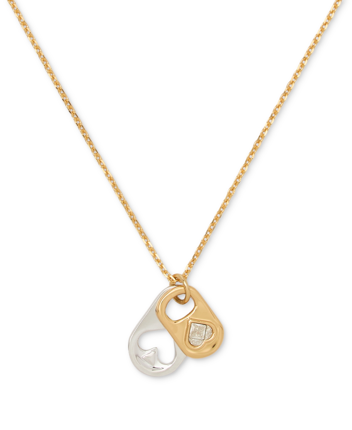 Two-Tone Double Pop Tab Pendant Necklace, 16" + 3" extender - Silver Gol