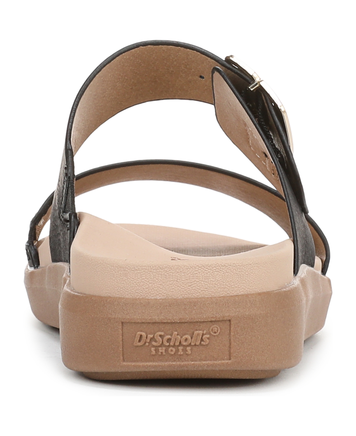 Shop Dr. Scholl's Women's All Time Round Toe Slide Sandals In Black Faux Leather