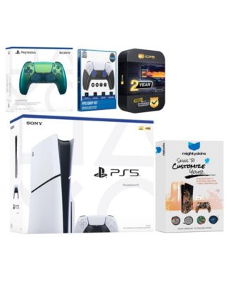 Playstation 5 Slim Disc with Extra Gray Camo Controller, FPS Grip Kit and MightySkins Decal Voucher + 2 Year CPS Extended Warranty