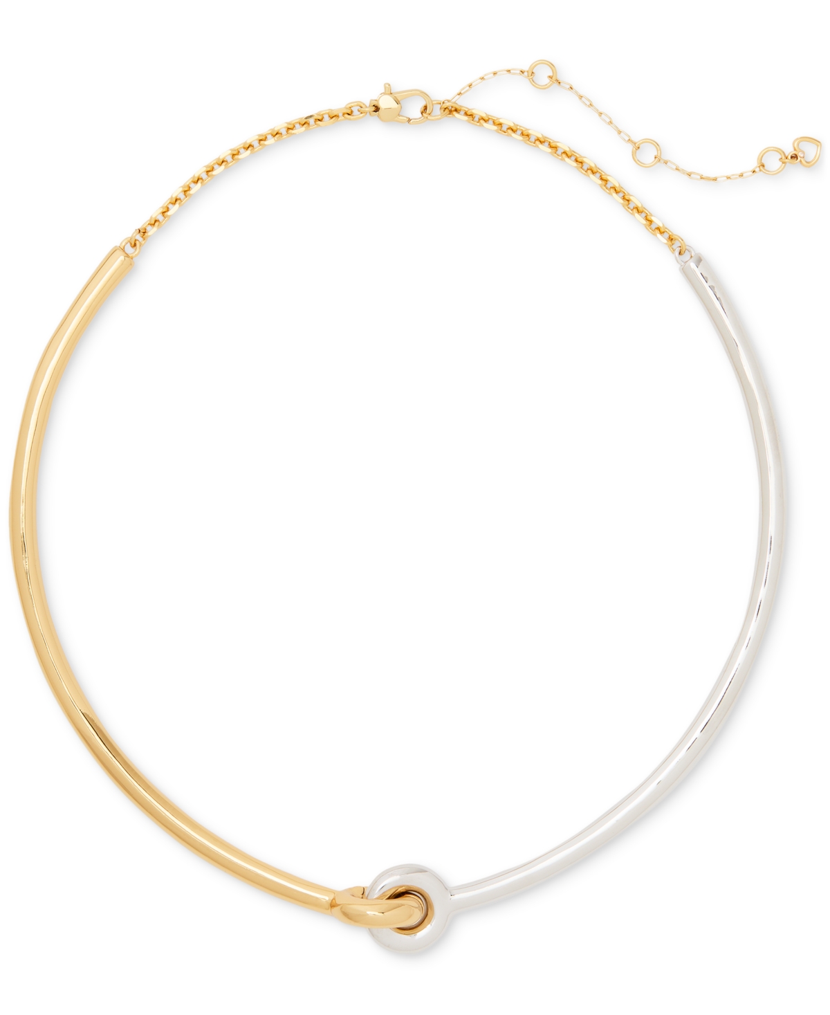 Two-Tone Interlock Structured Collar Necklace, 16" + 3" extender - Silver Gol