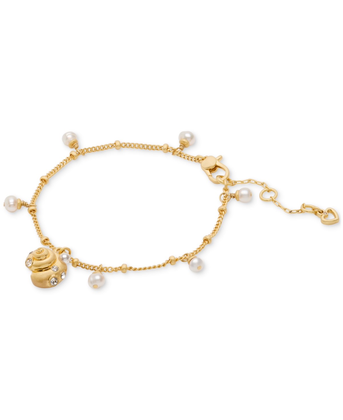 Gold-Tone Mixed Stone Shell Charm Bracelet - Clear/gold