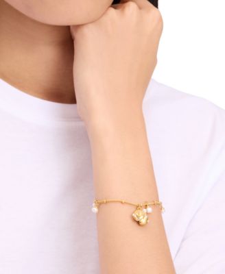 Gold-Tone Mixed Stone Shell Charm Bracelet 