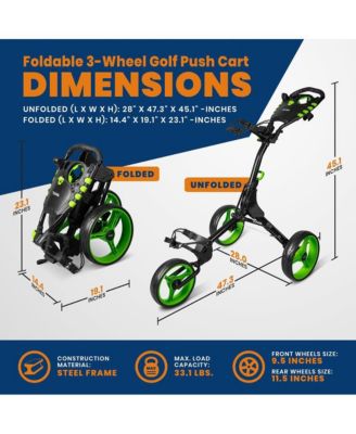 Foldable 3-Wheel Golf Push Cart with Scorecard Holder