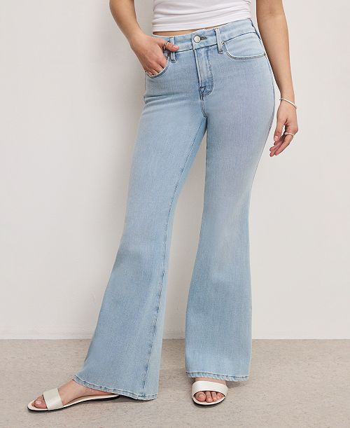 alfani Good American Petite Good Soft-Tech Mid-Rise Flare-Leg Jeans Women's Fashion Shoes & Accessories