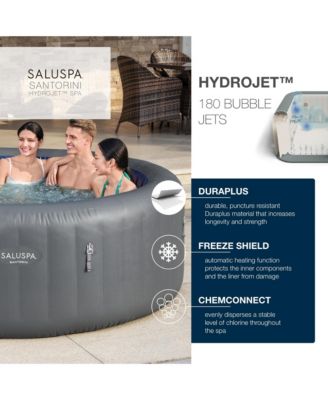 SaluSpa Santorini HydroJet Inflatable Hot Tub w/ 180 Soothing Jets, Gray
