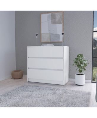 Manufactured Wood 3-Drawer Handle-Free Dresser