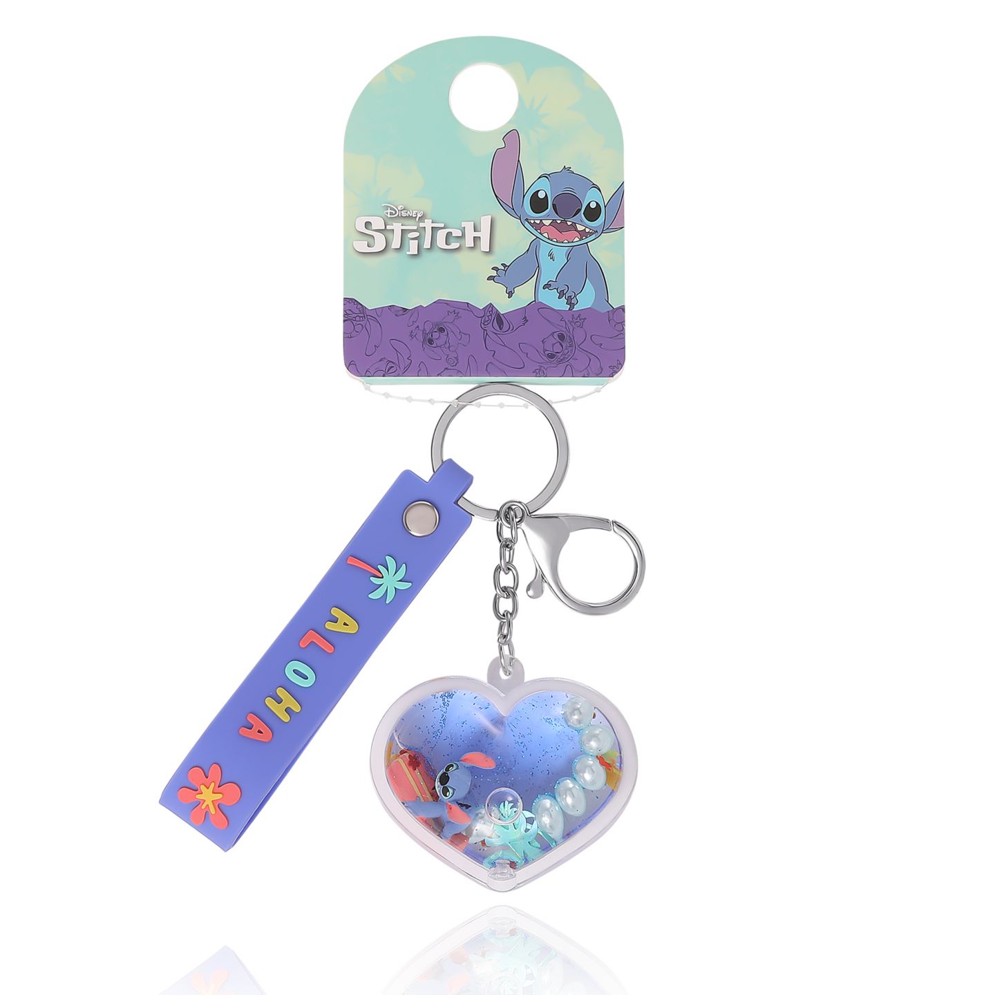 Брелок Disney Stitch Liquid Keychain - Official Heart Bag (Blue / One Size) — фото 8