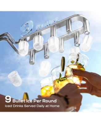 Ice Makers Countertop with Self-Cleaning, 9 Bullet Ice Ready in 6Mins, 26.5Lbs/24Hrs, Portable Ice Maket with Handle/Ice Scoop/Basket for Home/Kitchen/Camping