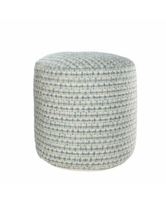 Round Geometric Polyester Pouf Ottoman for Indoor and Outdoor Seating