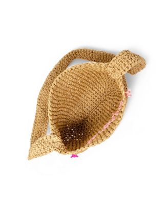 Girls Wicker Crossbody Message Charm Tote, Hot Pink "Love"