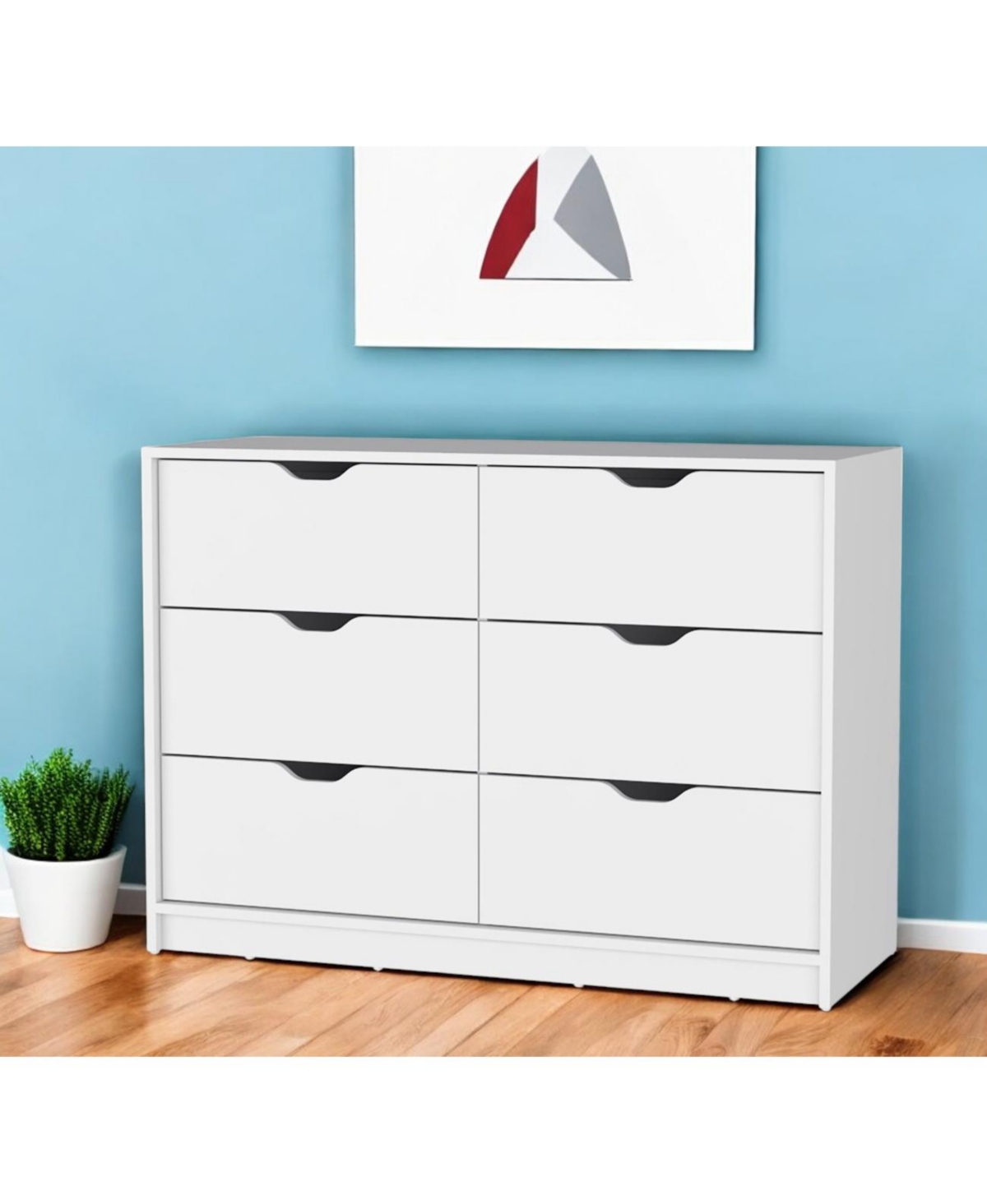 Manufactured Wood 6-Drawer Dresser – Minimalist Design
