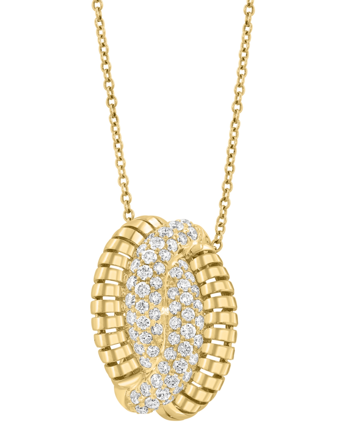 Effy Collection Effy Diamond Pave Abstract Crossover Pendant Necklace (5/8 Ct. T.w.) In 14k Gold, 17" + 1" Extender