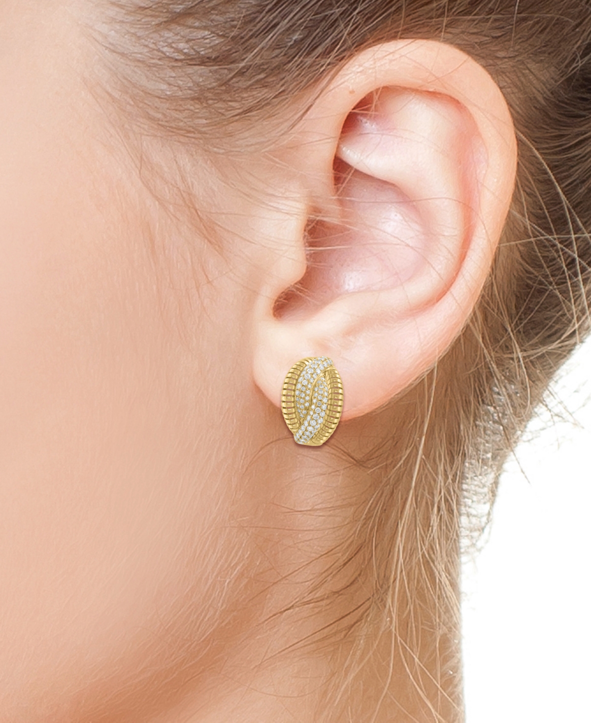 EFFY COLLECTION EFFY DIAMOND PAVE ABSTRACT STATEMENT EARRINGS (1-1/10 CT. T.W.) IN 14K GOLD 