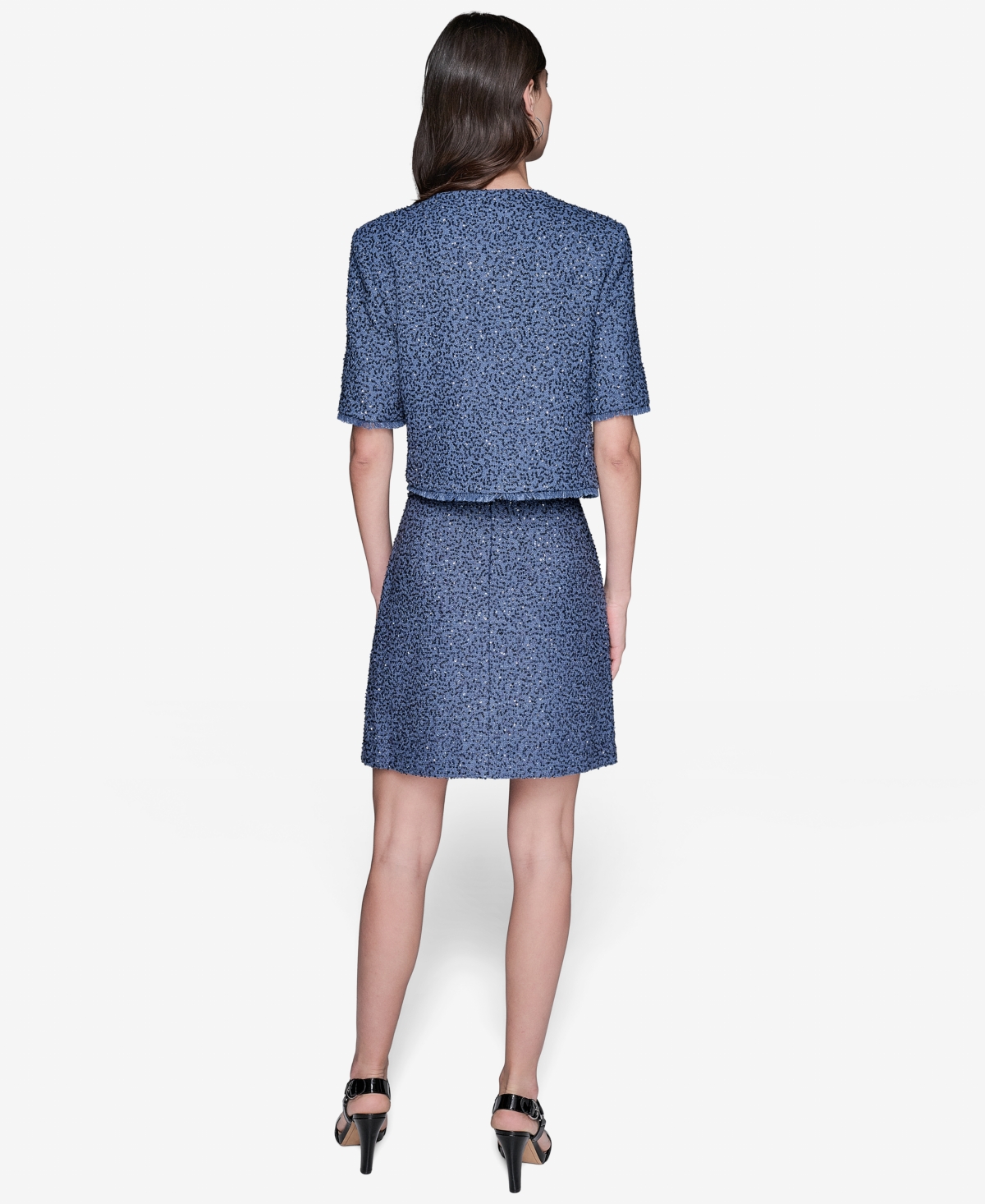Karl Lagerfeld Women's Embellished Cropped Jacket In Denim Blue