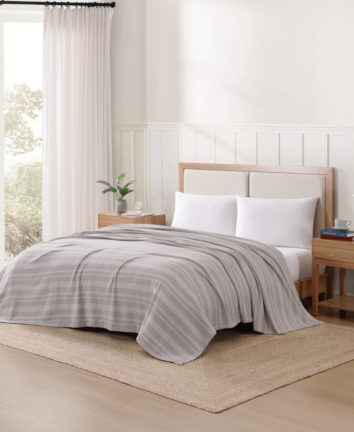 Tommy Hilfiger Harbor Stripe Cotton Yarn Dyed Blanket, Full/queen