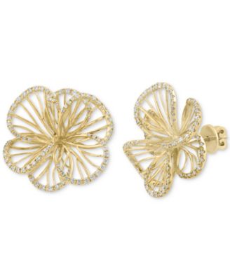 Effy Diamond Openwork Flower Stud Earrings 58 ct tw in 14k Gold - Gold 6200$