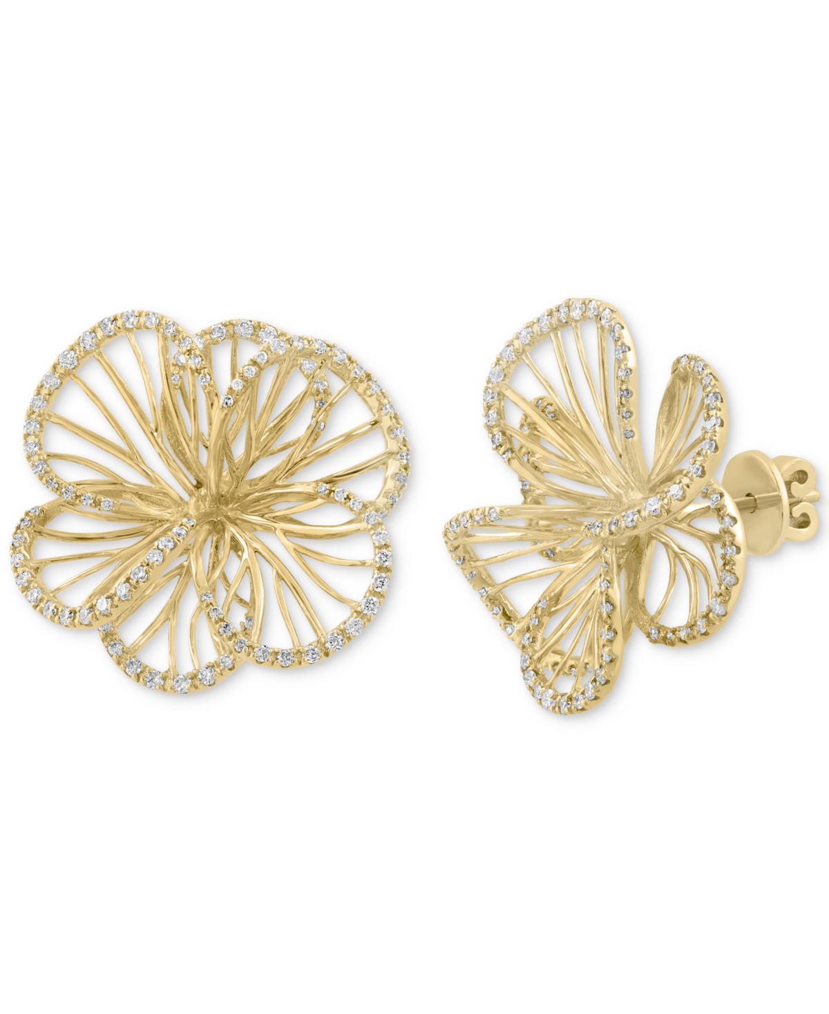 Effy Collection Effy Diamond Openwork Flower Stud Earrings (5/8 Ct. T.w.) In 14k Gold