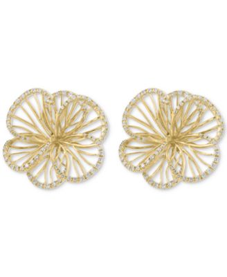 EFFY&reg; Diamond Openwork Flower Stud Earrings (5/8 ct. t.w.) in 14k Gold