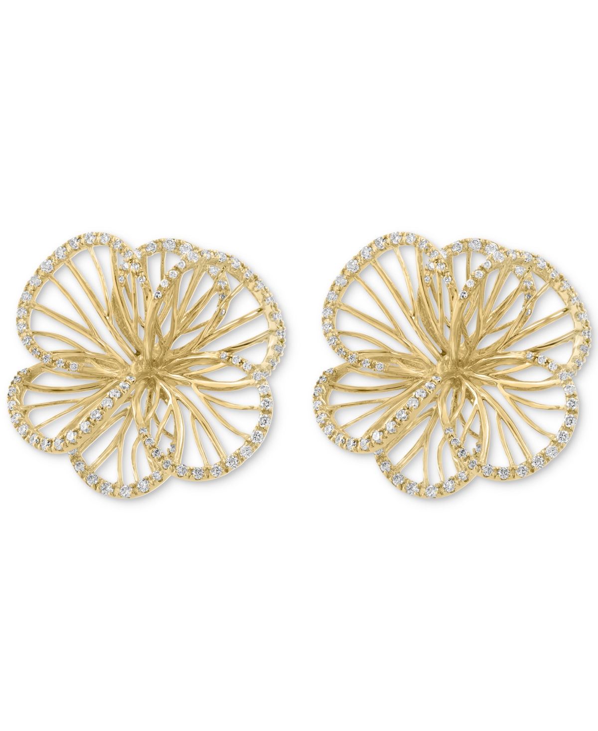 Effy Collection Effy Diamond Openwork Flower Stud Earrings (5/8 Ct. T.w.) In 14k Gold