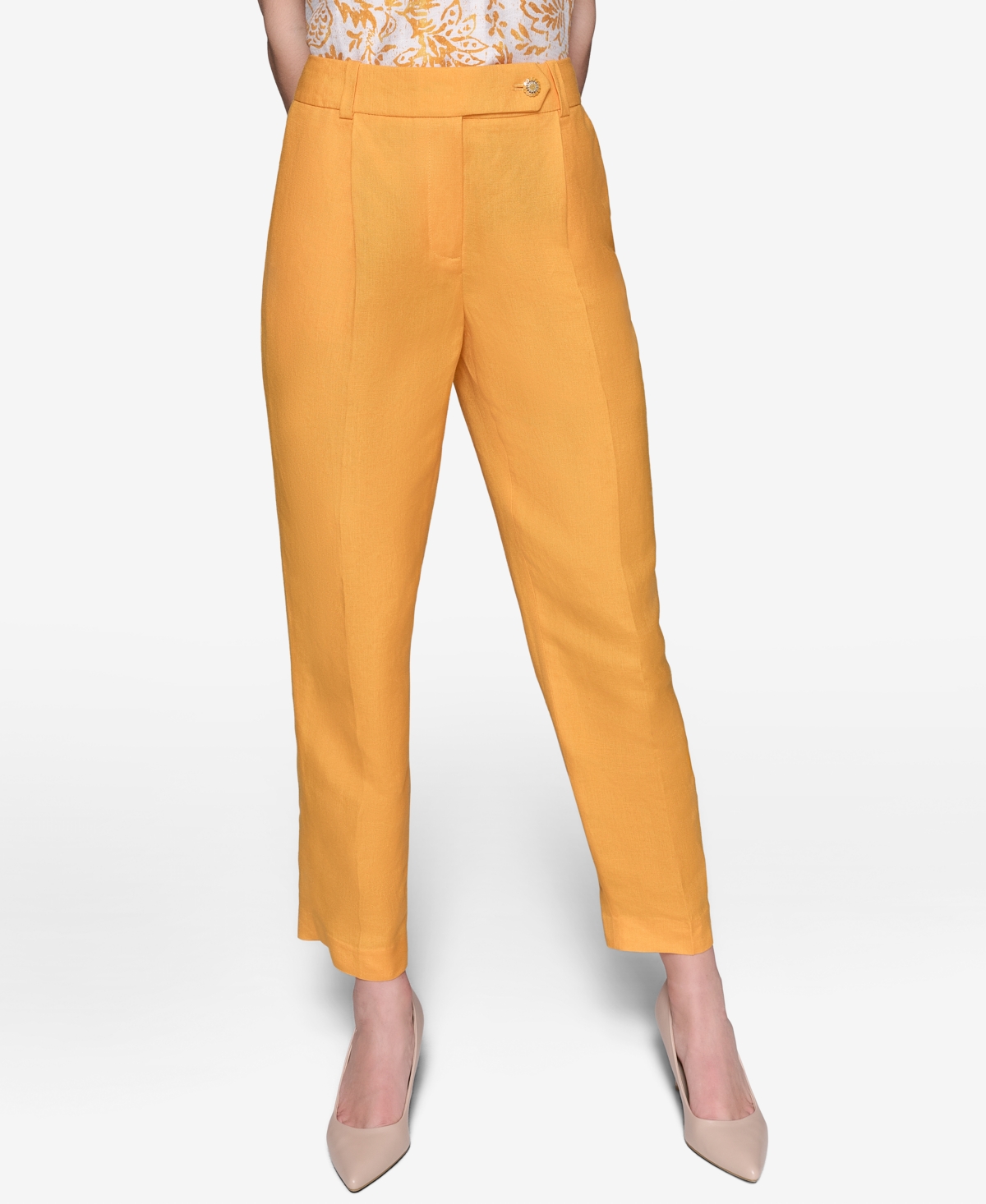 Women's Pleat-Front Straight-Leg Ankle Pants - Persimmon