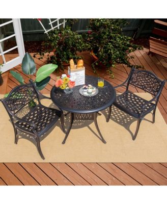 3PCS Cast Aluminum Patio Bistro Set Outdoor Dining Table & Chair Furniture Set