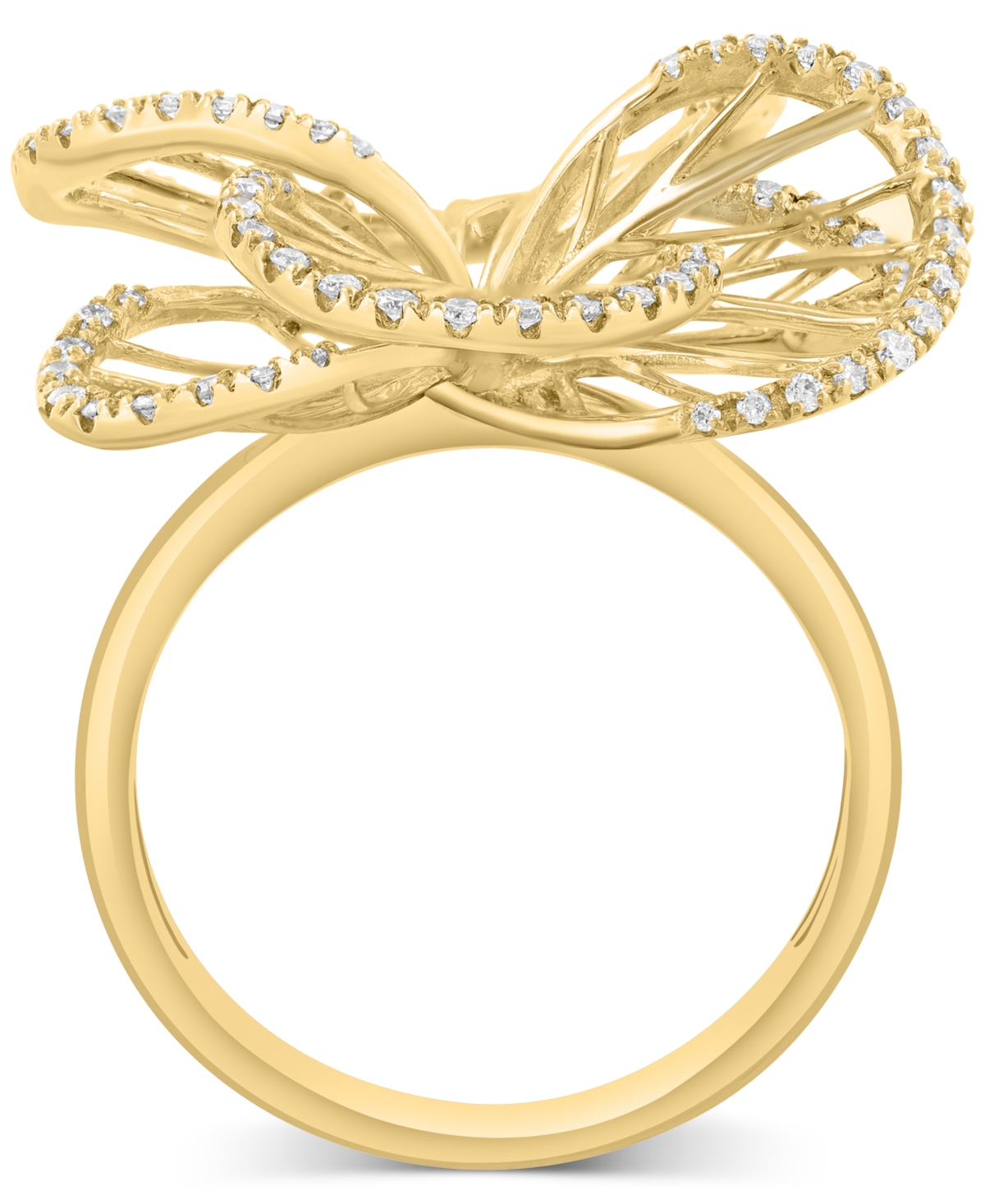 Effy Collection Effy Diamond Border Openwork Flower Statement Ring (3/8 Ct. T.w.) In 14k Gold