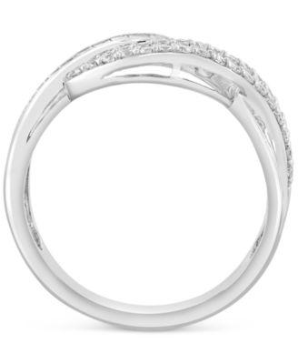 EFFY&reg; Diamond Round & Baguette Curved Crossover Ring (5/8 ct. t.w.) in 14k White Gold