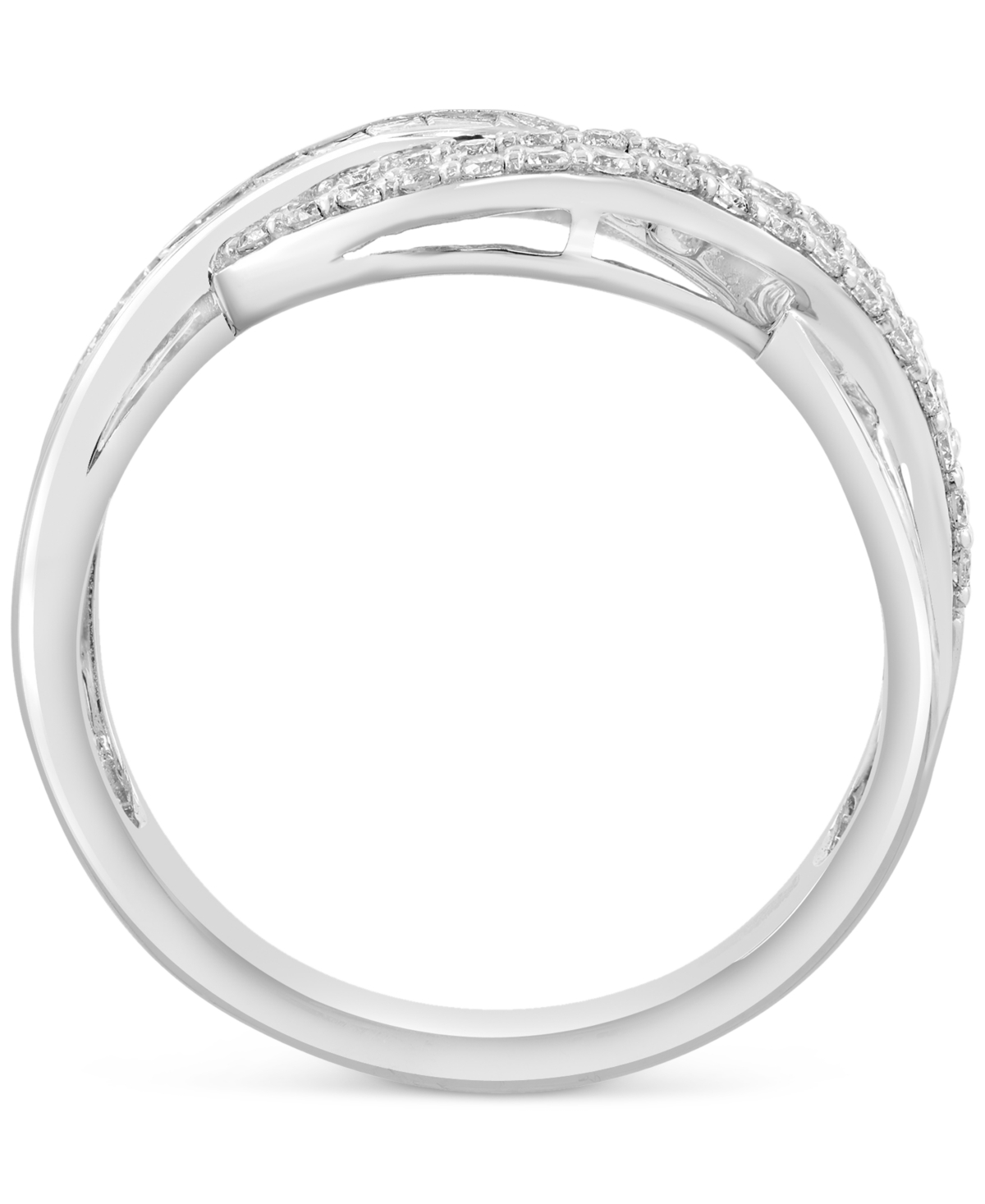Effy Collection Effy Diamond Round & Baguette Curved Crossover Ring (5/8 Ct. T.w.) In 14k White Gold