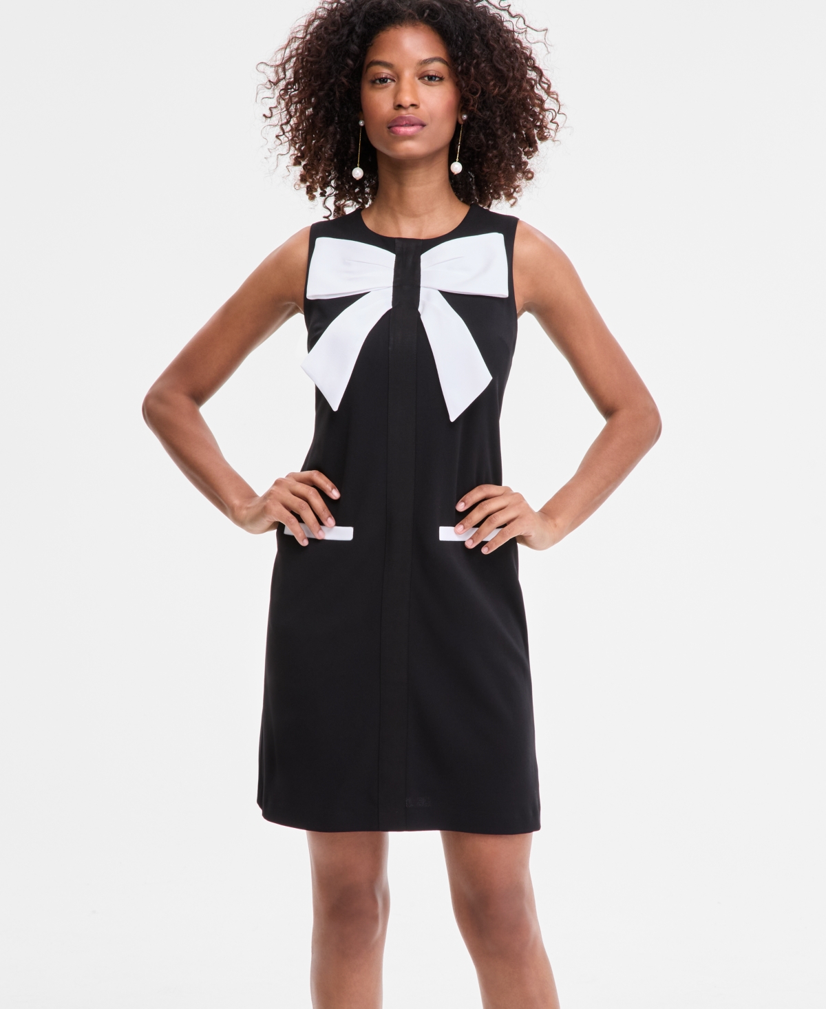 Karl Lagerfeld Women's Bow-front Scuba-crepe Sheath Dress In Multi