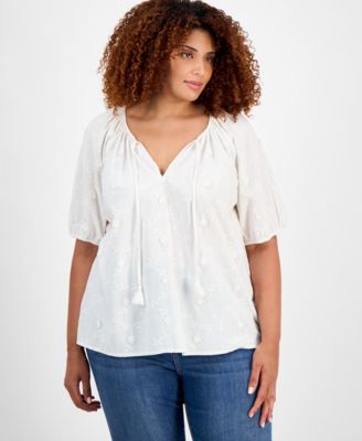Style & Co - Plus Size Cotton Appliqu&eacute; Top