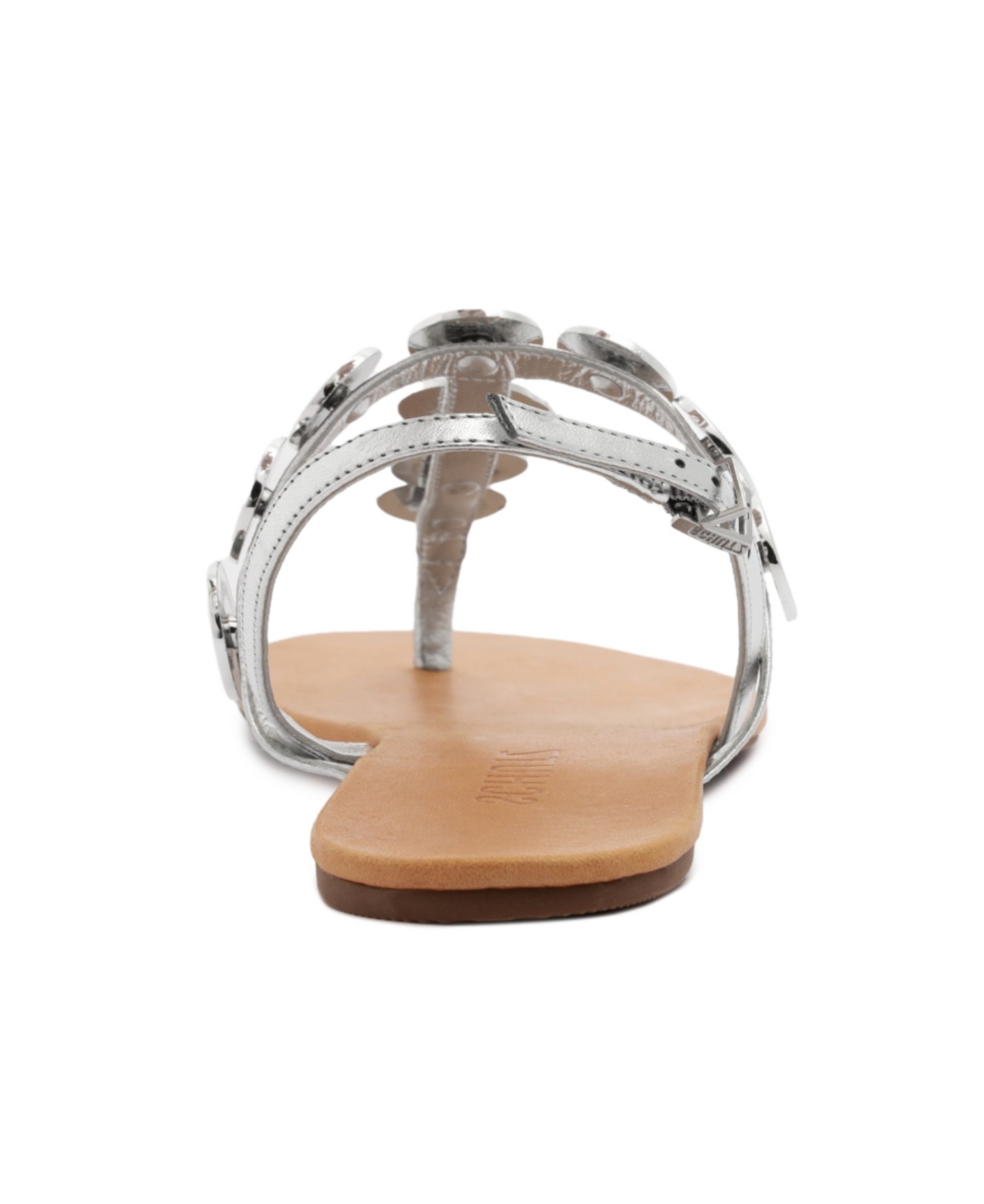 Shop Schutz Women's Acacia T Round Toe Flat Sandals In Silver