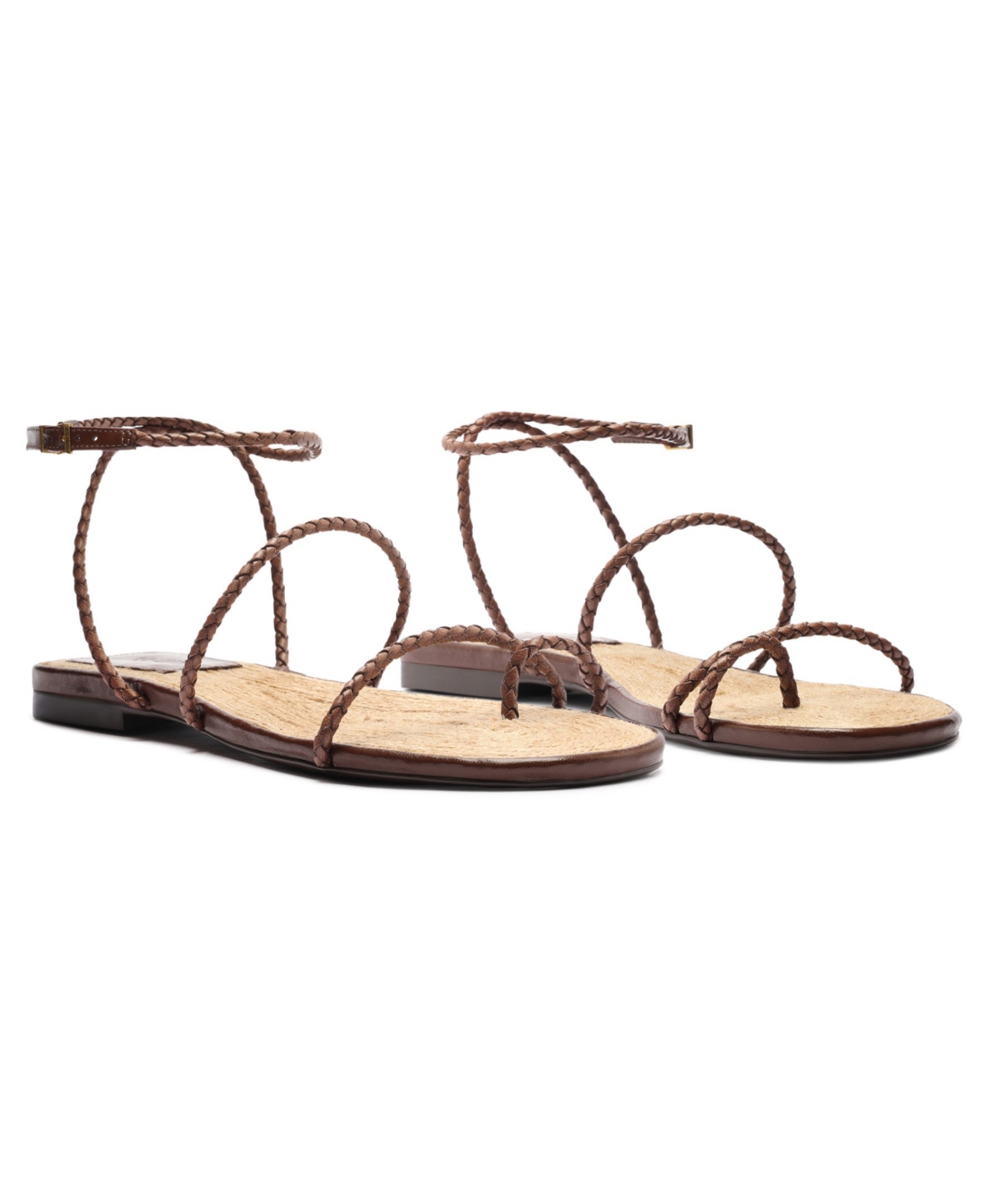 Shop Schutz Women's Kaya Straw Flat Sandals In Brown