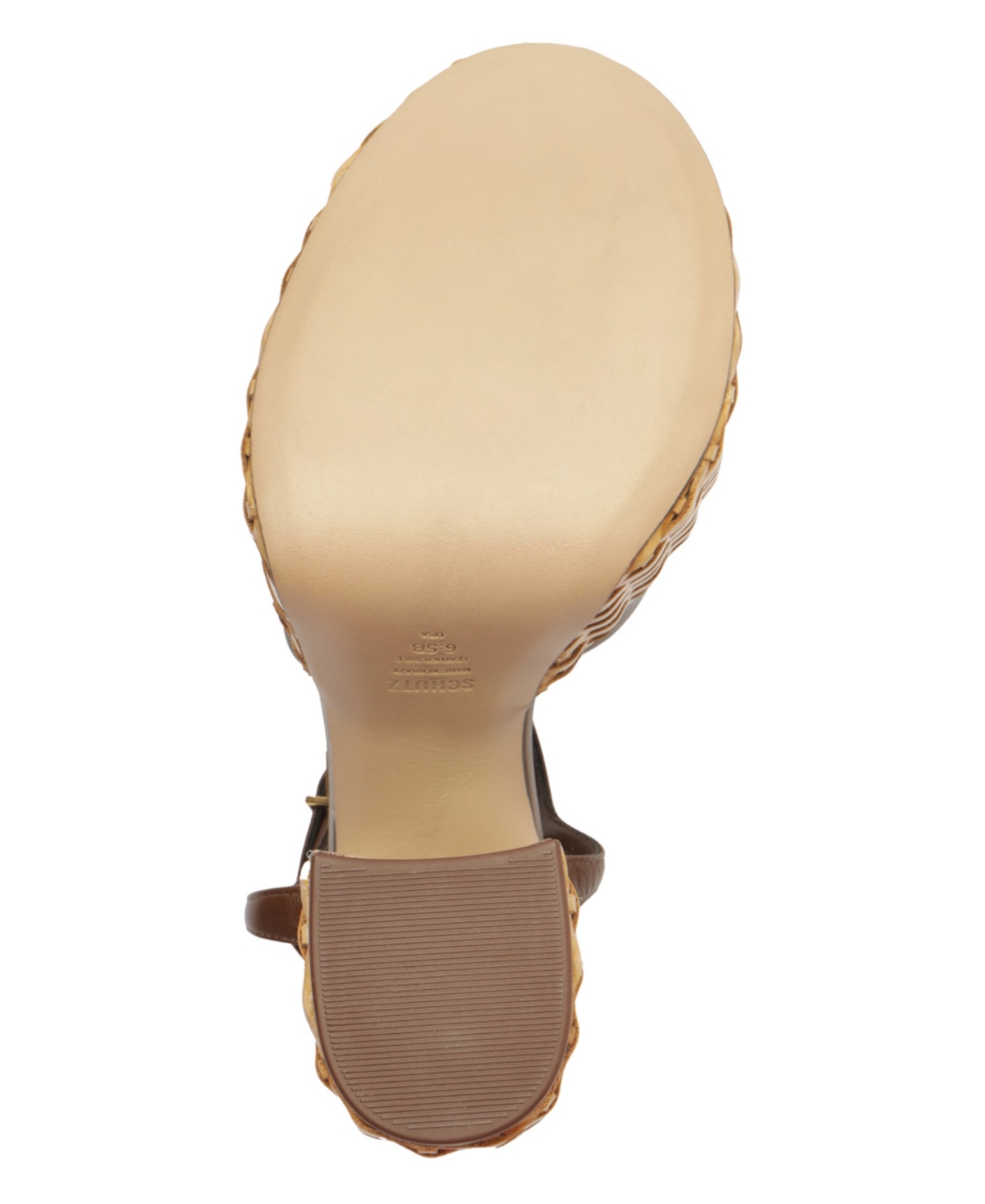 Shop Schutz Women's Keefa High Straw Round Toe Sandals In Brown