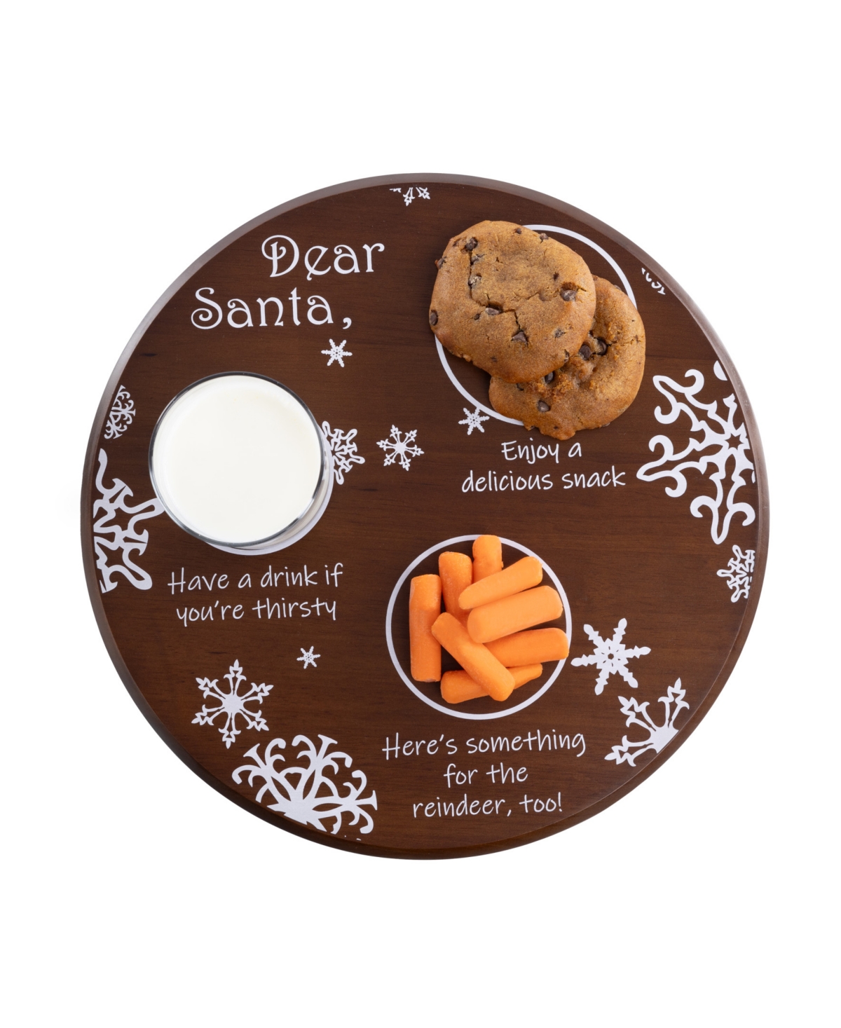 Toscana Christmas Santa Milk Cookies Serving Tray In Stained Parawood