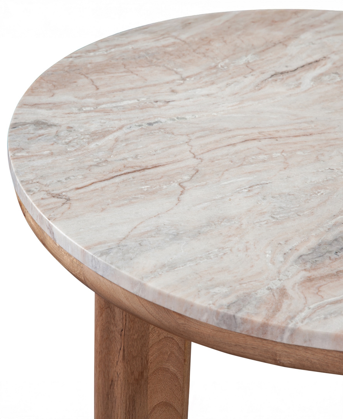 Macy's Sidney 36" Round Marble Top Coffee Table In Multi Step Brown Honey