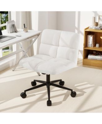 Cross Legged Chair with Wheels with Padded Seat Adjustable Height for Bedroom Study
