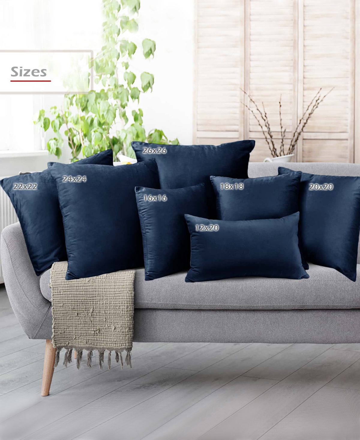 Nestl Elegant 2-pack Velvet Decorative Throw Pillows With Removeable Covers, 22" X 22" In Navy Blue