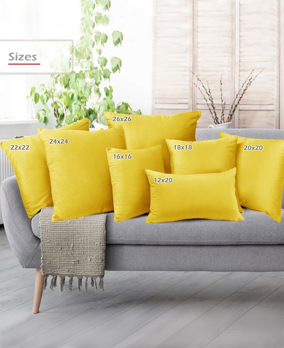 Nestl Elegant 2-pack Velvet Decorative Throw Pillows With Removeable Covers, 24" X 24" In Yellow