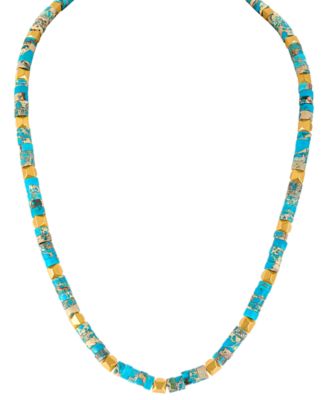 Men's Marine Star Reconstituted Turquoise 22" Beaded Necklace