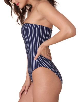 Women's The Kauai Strapless Nautical Stripe One-Piece Swimsuit