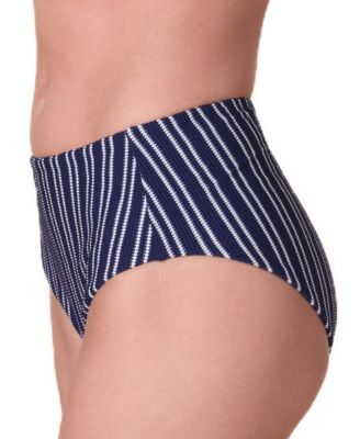 Women's High Rise Nautical Stripe Bikini Bottoms 
