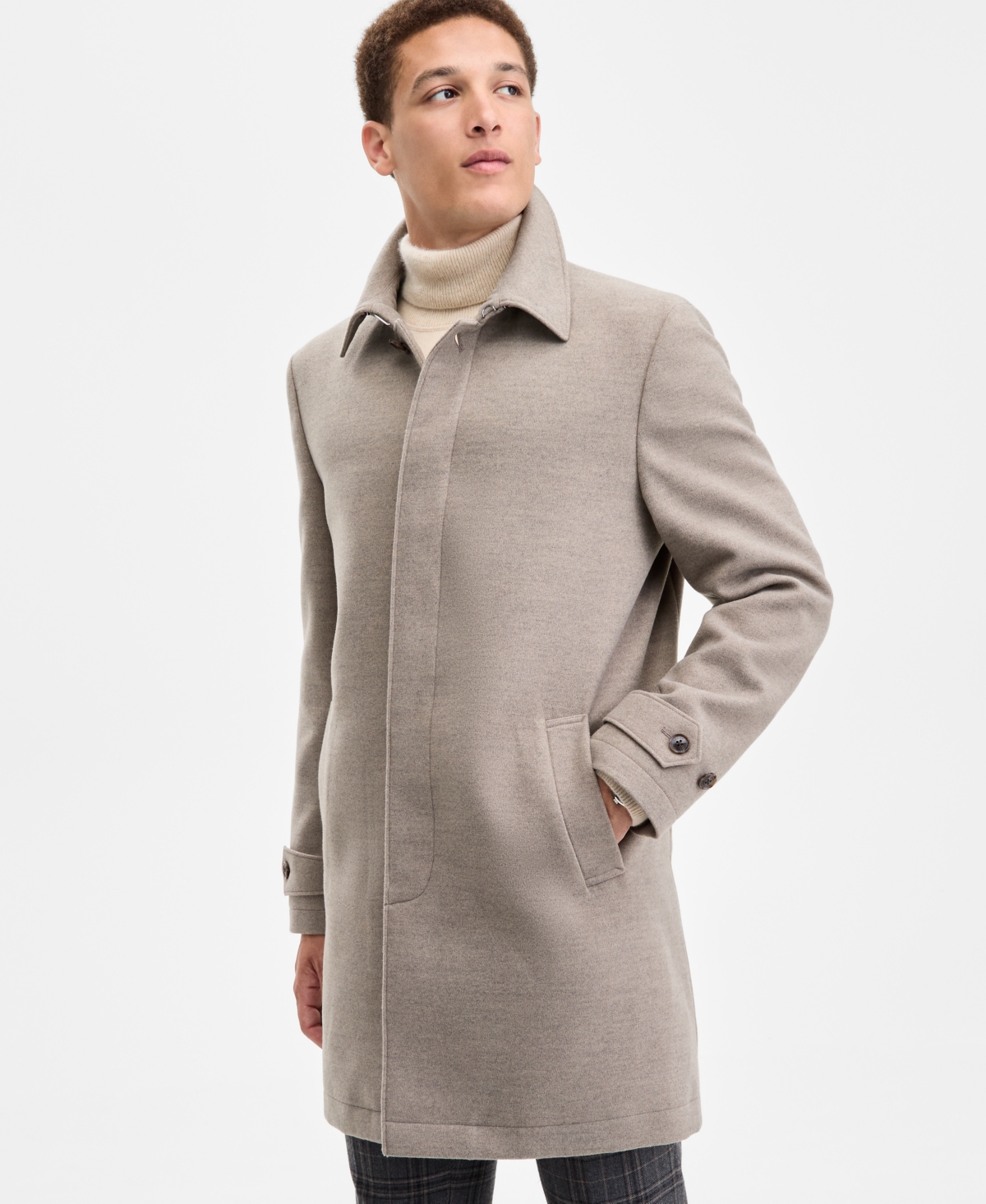 Tommy Hilfiger Men Classic Fit Melange Overcoat In Nude