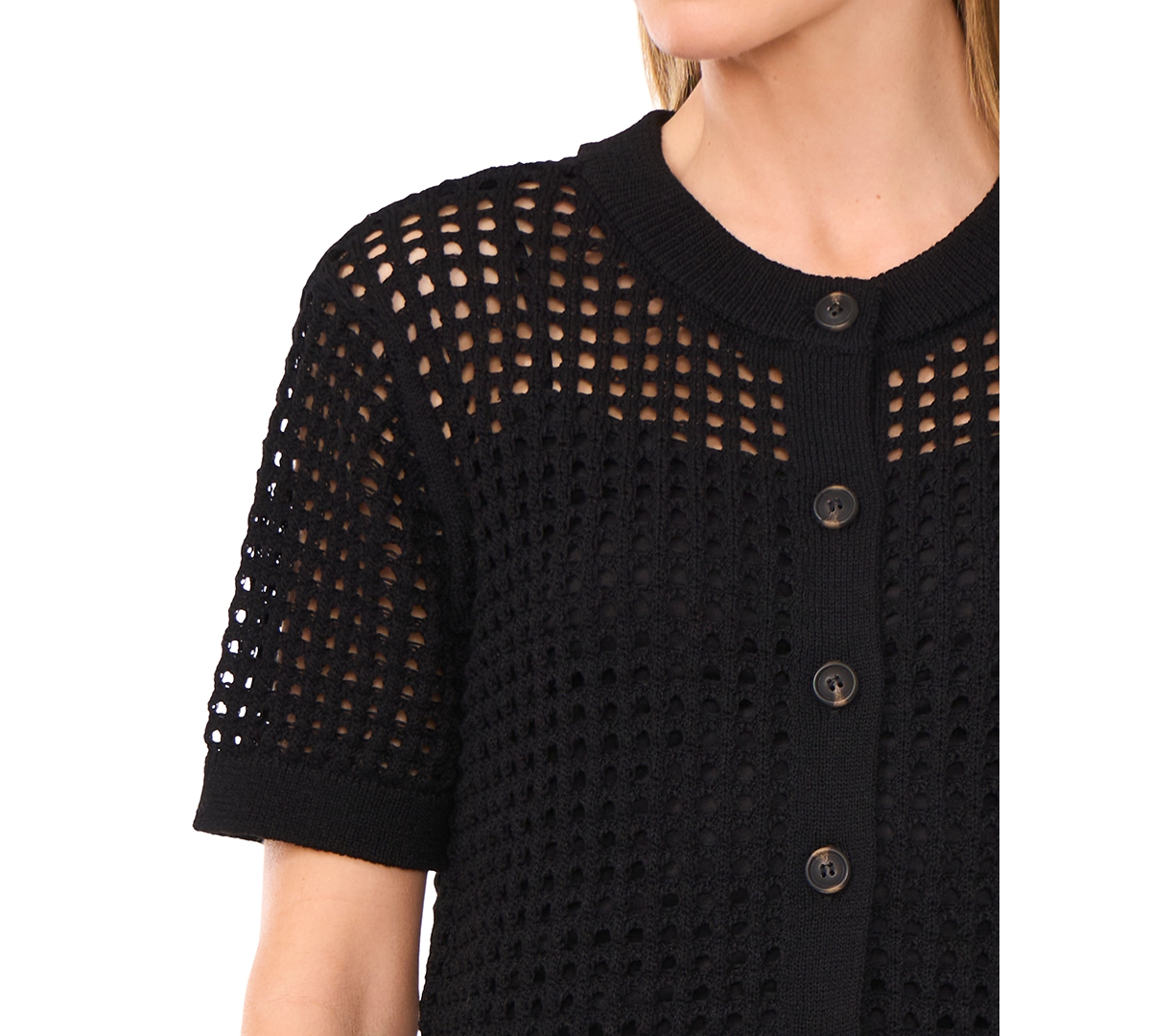 Shop Cece Women's Texture Mesh Short-sleeve Cardigan