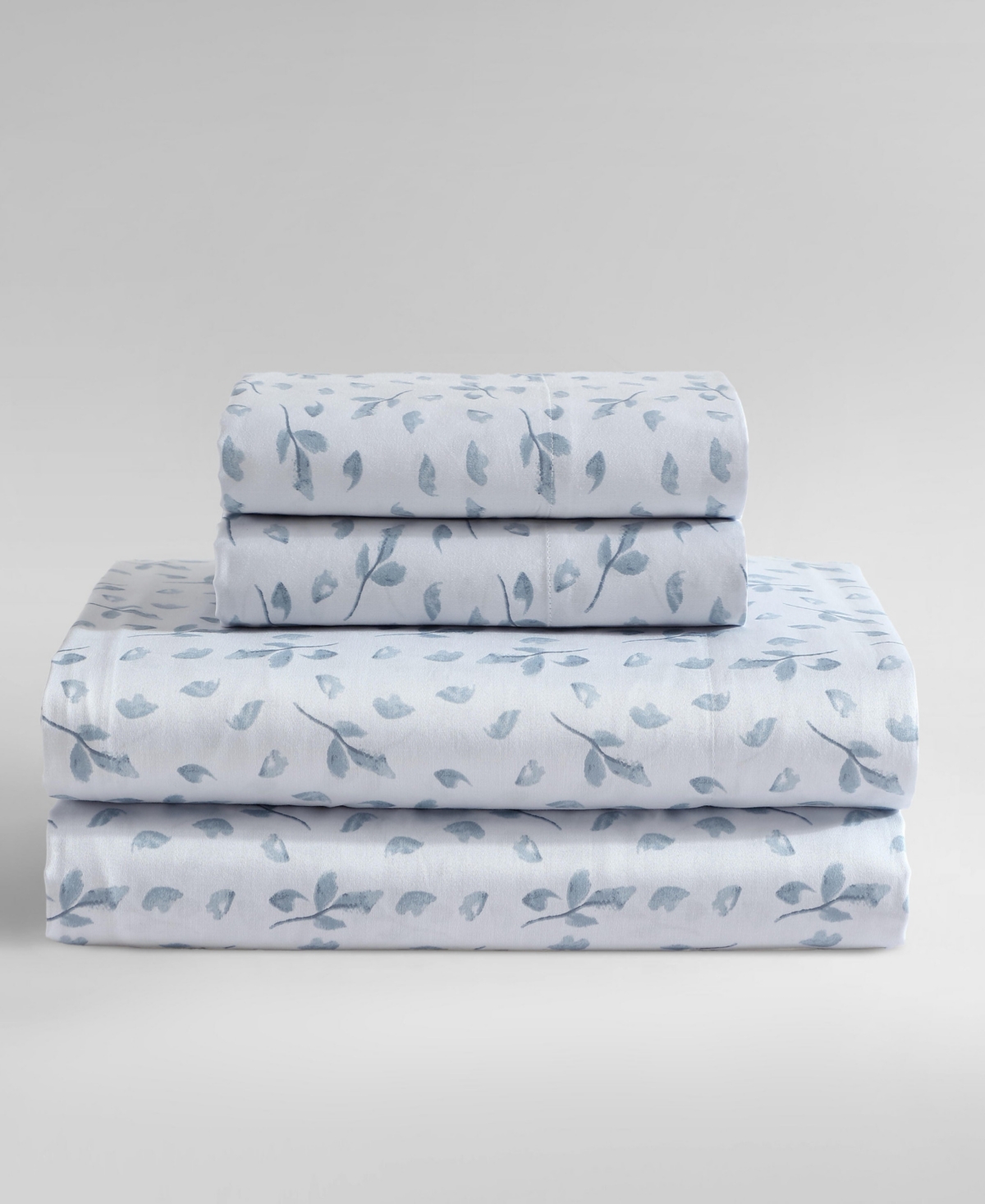 Calvin Klein Falling Petals Sheet Set In Pale Gray,blue